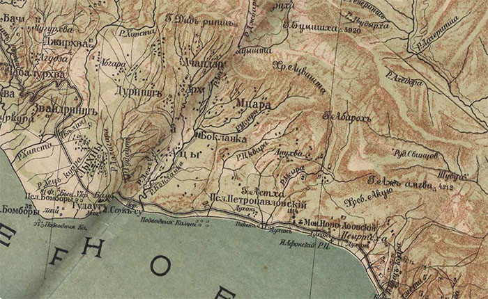 Старая карта Приморкого. Абхазия
